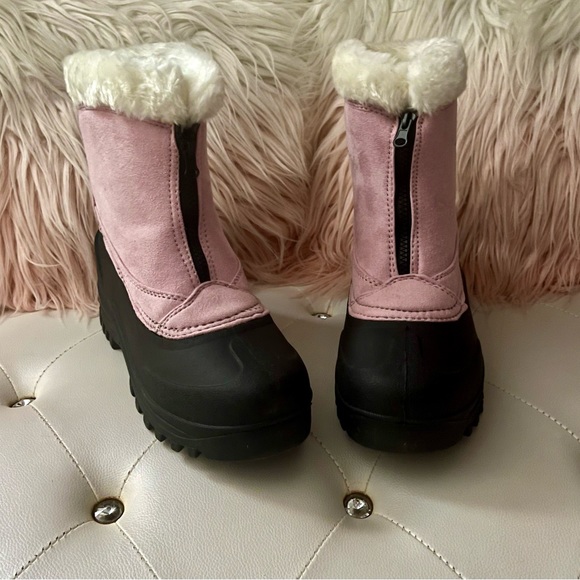 Itasca Tahoe Pink Black Micro Suede Faux Shearling Front Zip Boots Size 10 - Picture 2 of 13